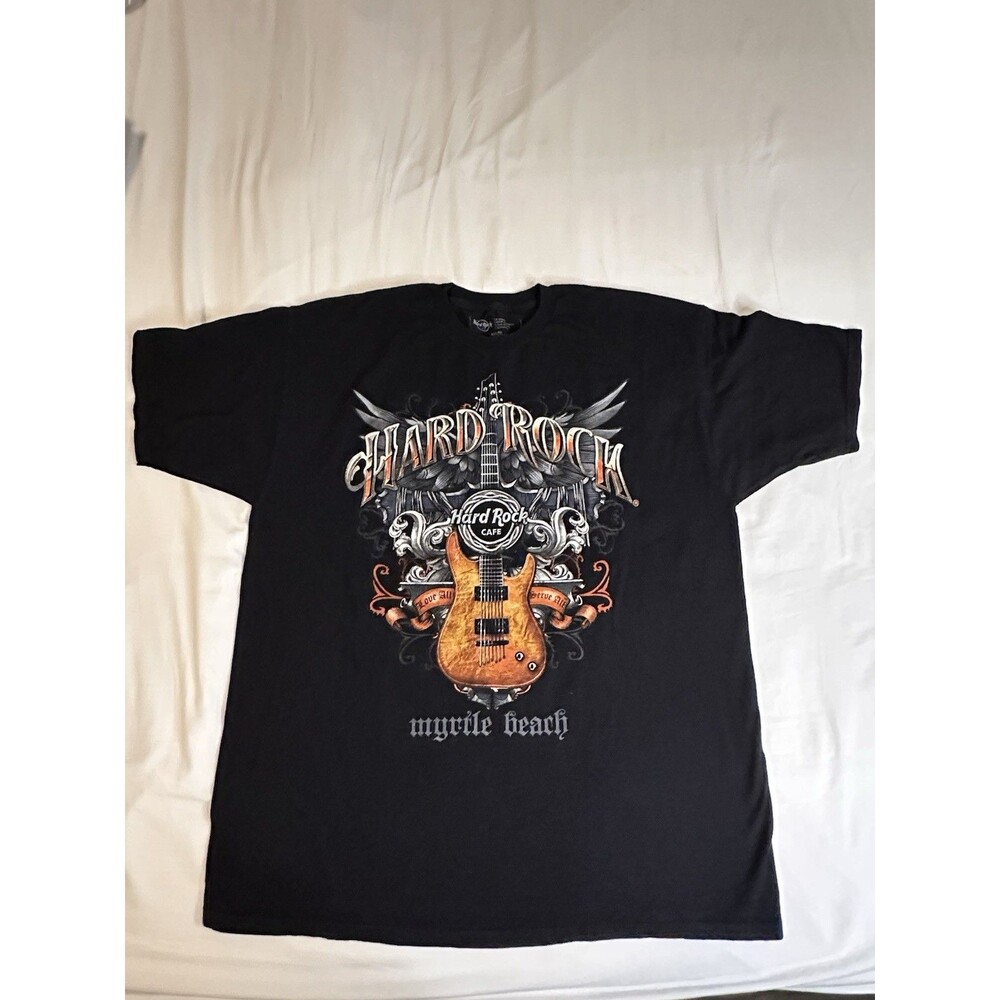 Hard Rock Cafe Myrtle Beach Graphic Guitar Logo Men's Black T-Shirt Size XL